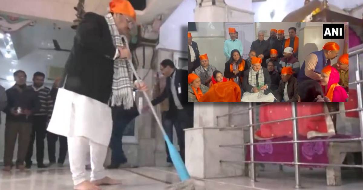 JP Nadda participates in cleanliness drive at Guru Ravidas Mandir in Delhi